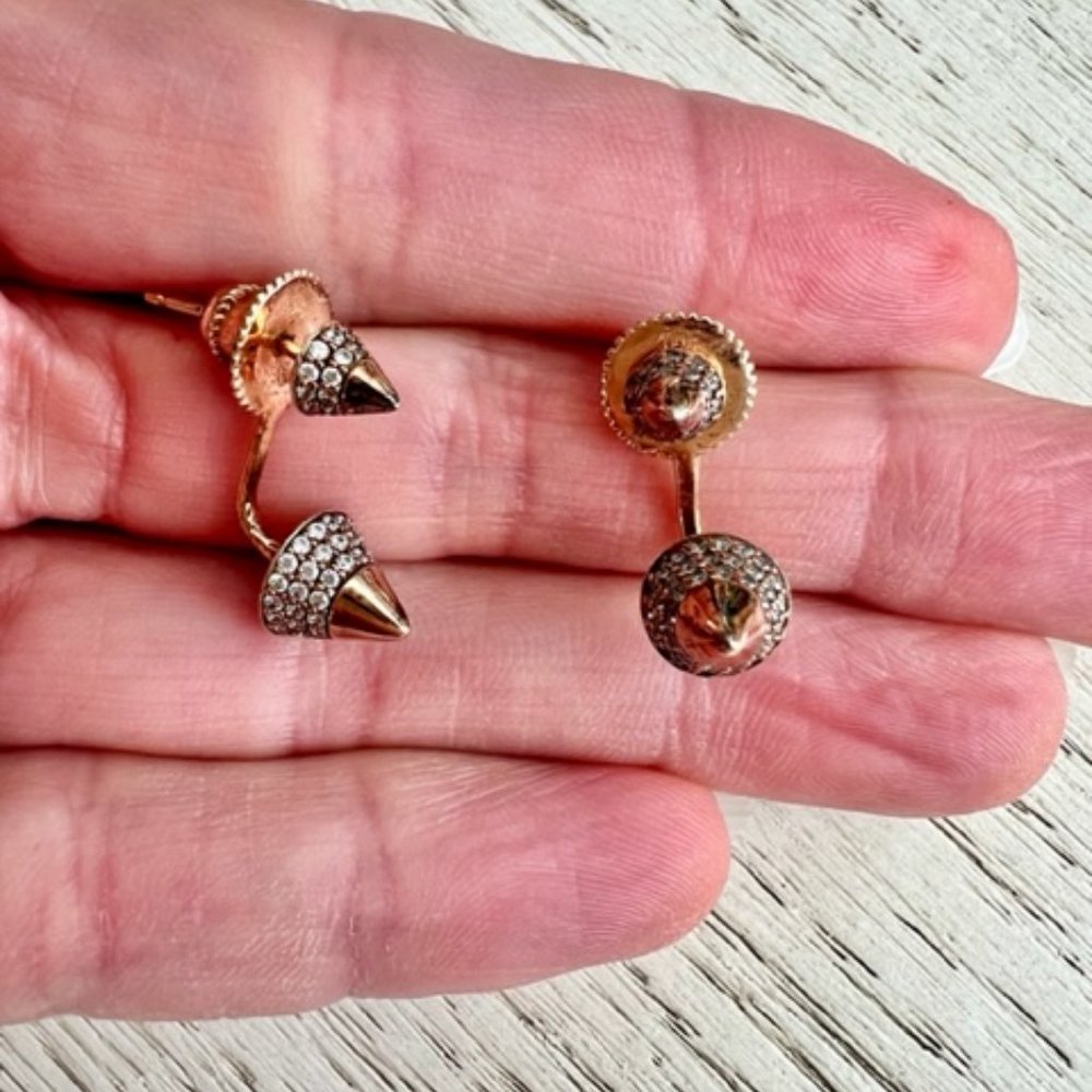Porter Lyons Rose Gold Spiked Stud Earrings with Crystals